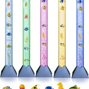 Brewish Sensory Bubble Floor Lamp | 7 Color Changing LED Mood Night Light | Sensory Lights for Autistic | Fake Aquarium Water Tube Lamps | Gift for Kids, Men & Women | Blue Base - 3 Feet Tall
